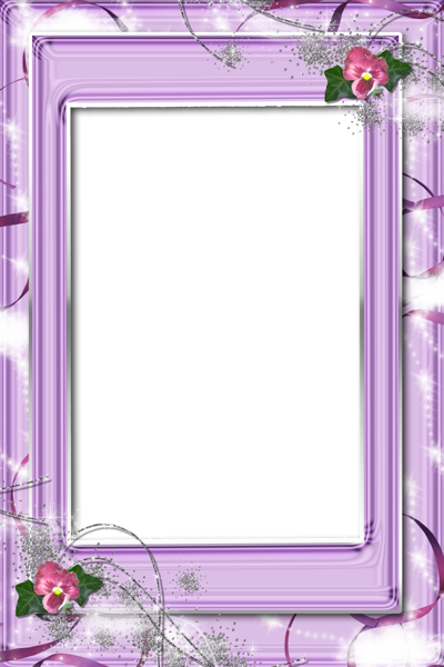 This png image - Transparent Violet PNG Frame with Flowers, is available for free download