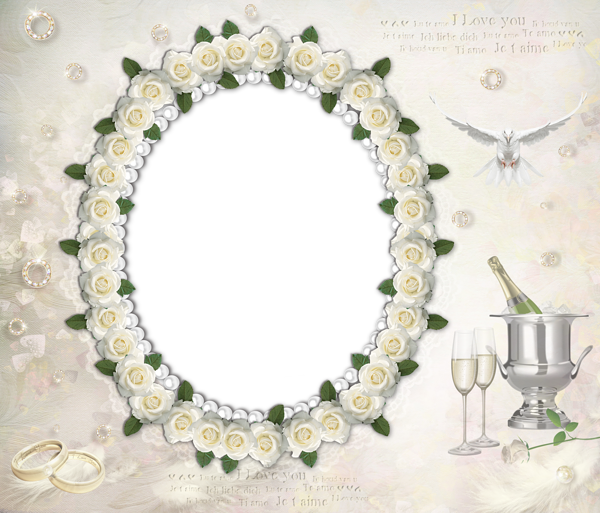 This png image - Transparent Wedding Frame with White Roses, is available for free download