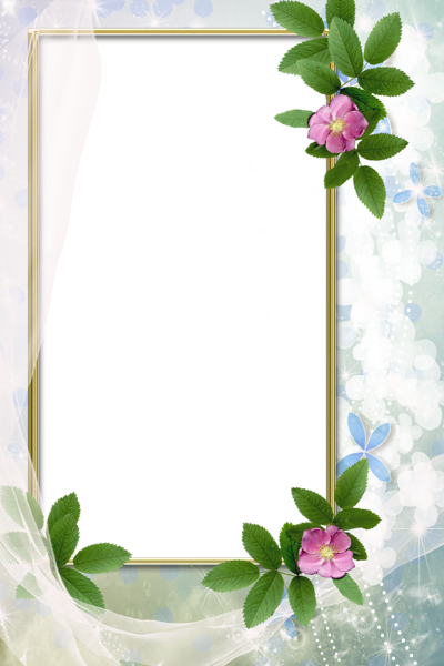 This png image - Transparent White Photo Frame with Flowers, is available for free download