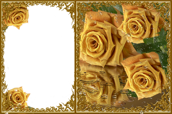 This png image - Transparent Yellow Roses Frame, is available for free download