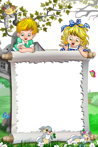 This png image - White Kids Transparent Frame Kids and Bunnies, is available for free download