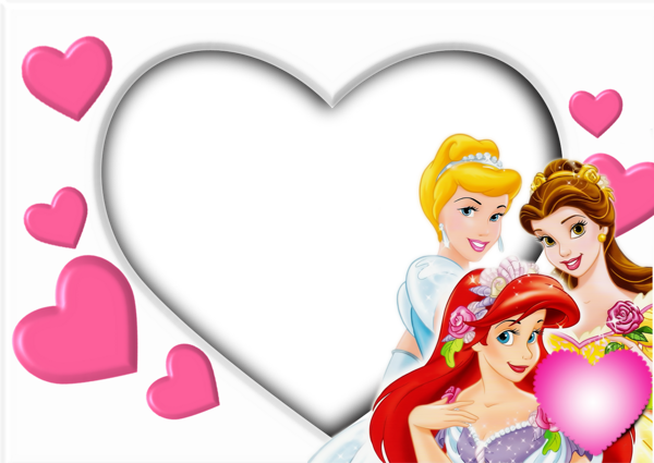 This png image - White Kids Transparent Photo Frame with Princesses, is available for free download