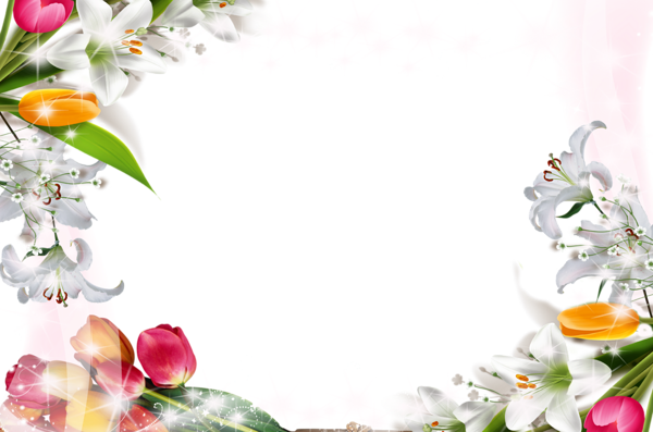 This png image - White Transparent Frame with Flowers, is available for free download
