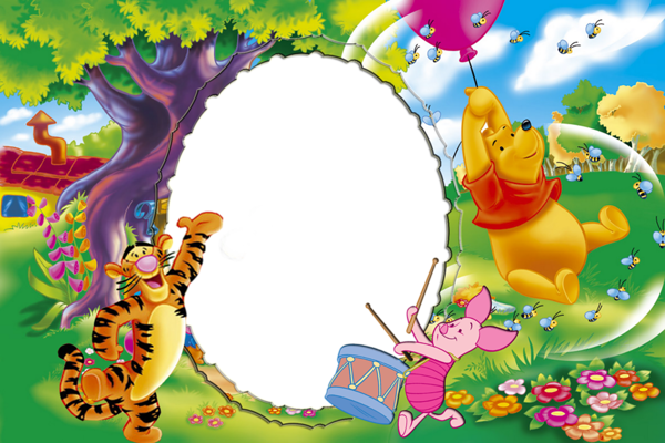 This png image - Winnie the Pooh Kids PNG Frame, is available for free download