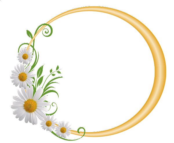 This png image - Yellow Round Frame with Daisies, is available for free download