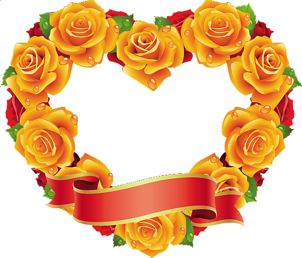 This png image - Yellow and Red Roses Heart Transparent Frame, is available for free download