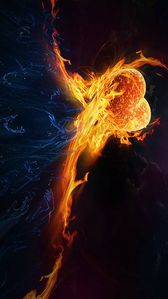 This jpeg image - Fire Heart Abstract Full HD Smartphone Wallpaper, is available for free download