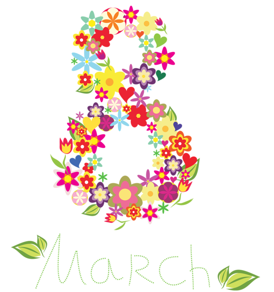 This png image - 8 March Floral Text Decor PNG Clipart, is available for free download