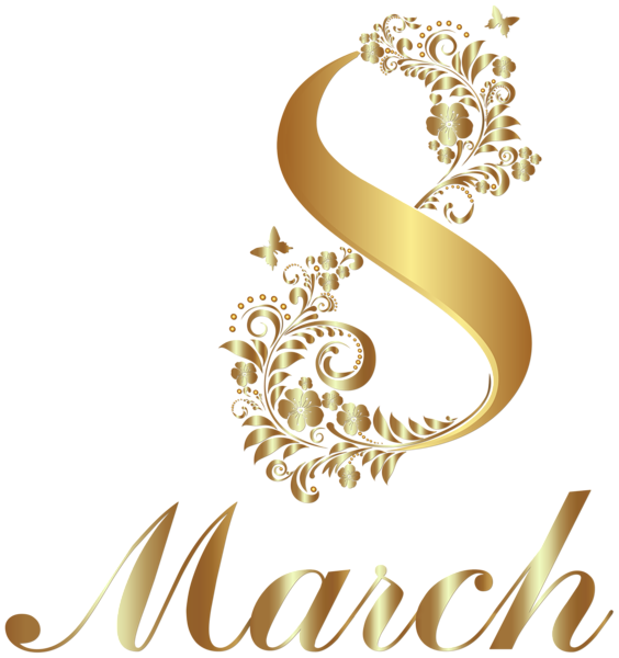 This png image - 8 March Gold Decorative Transparent Image, is available for free download