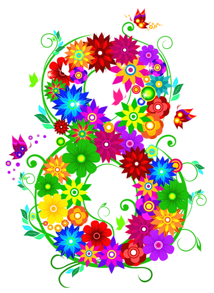 This png image - Floral 8 March PNG Clipart Picture, is available for free download