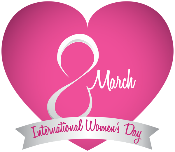 This png image - March 8 International Womens Day Pink Heart PNG Clipart Image, is available for free download