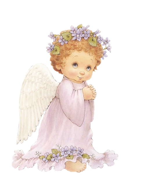 Cute Angel with Purple Flowers Free Clipart | Gallery Yopriceville ...