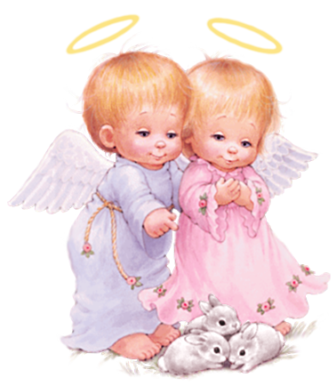 This png image - Cute Baby Angels with Bunnies Free PNG Clipart Picture, is available for free download