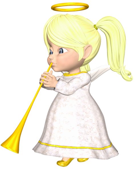 This png image - Cute Blonde Angel with Horn Large PNG Clipart, is available for free download