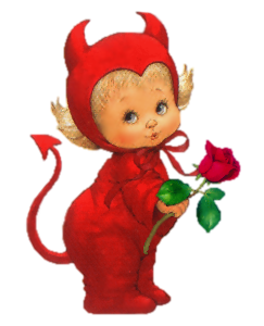 This png image - Cute Devil with Red Rose Free PNG Clipart Picture, is available for free download