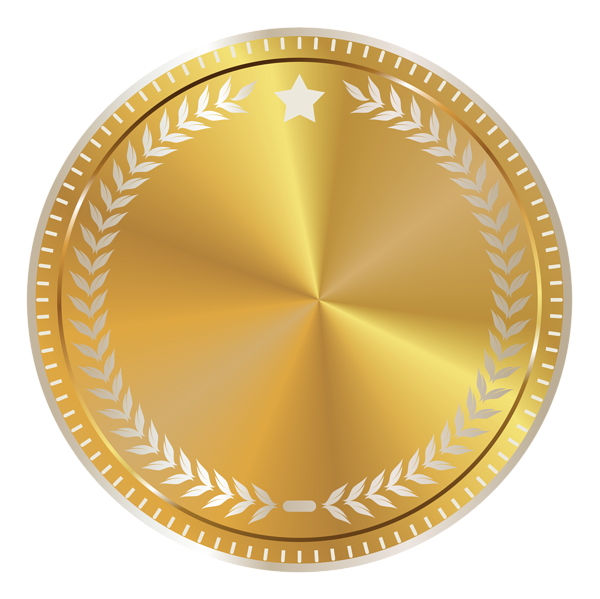 This png image - Gold Seal Badge with Decoration PNG Clipart Image, is available for free download