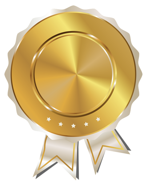This png image - Gold Seal with White Ribbon PNG Clipart Image, is available for free download