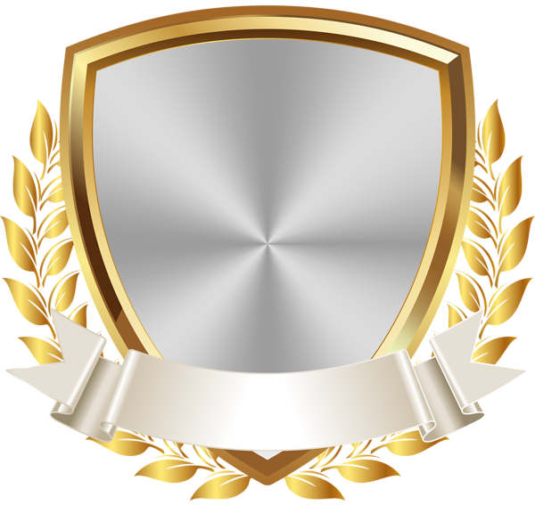 This png image - Gold White Badge with Banner PNG Clip Art Image, is available for free download