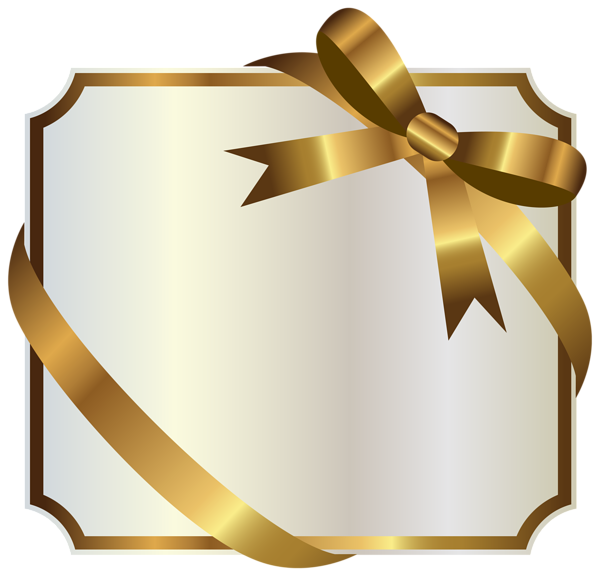 This png image - White Label with Gold Bow PNG Clipart Image, is available for free download
