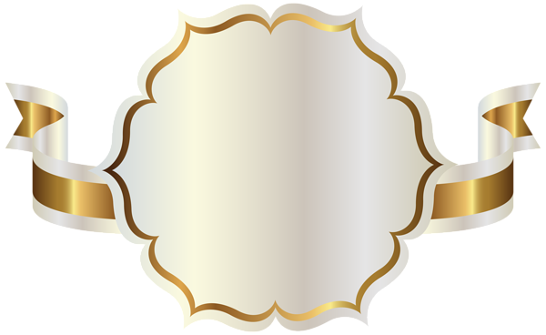 This png image - White Label with Gold Ribbon PNG Clipart, is available for free download