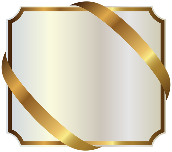 This png image - White Label with Gold Ribbon PNG Image, is available for free download