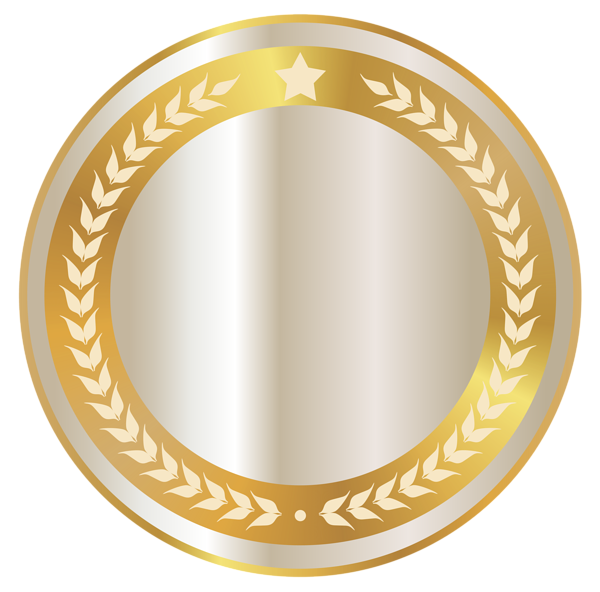This png image - White Seal Badge with Gold Decor PNG Clipart Image, is available for free download