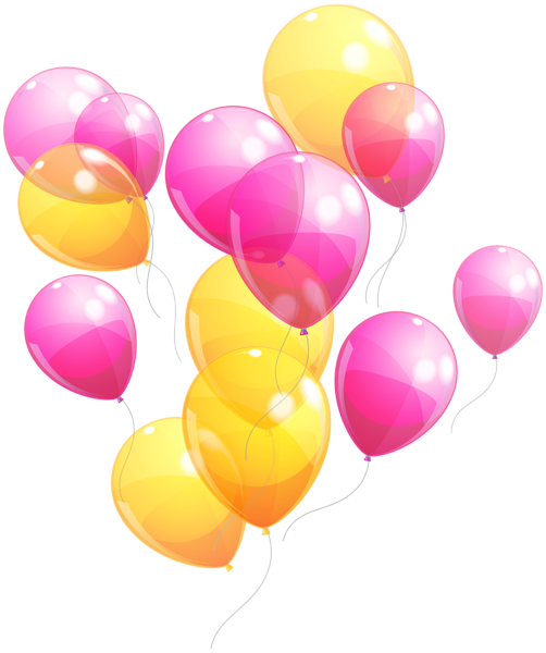 This png image - Pink and Yellow Balloons Bunch PNG Clipart Image, is available for free download