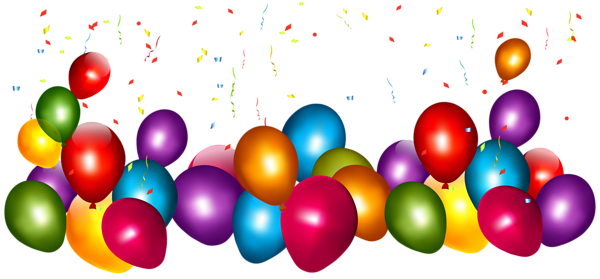 This png image - Transparent Colorful Balloons with Confetti PNG Clipart Picture, is available for free download