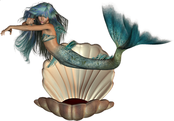 This png image - Beautiful Mermaid with Seashell 3D Clipart, is available for free download