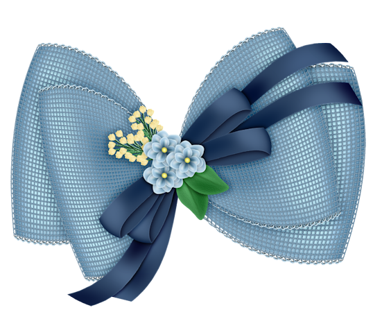Beautiful Transparent Light Blue Bow with Flowers Clipart ...