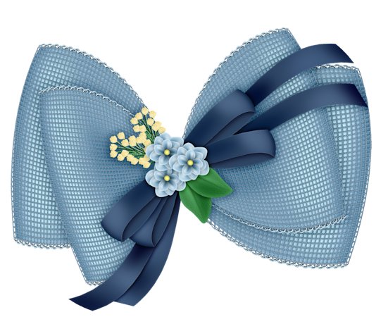 This png image - Beautiful Transparent Light Blue Bow with Flowers Clipart, is available for free download