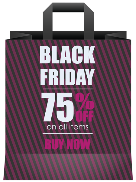 This png image - Black Friday 75% OFF Shoping Bag PNG Clipart Image, is available for free download