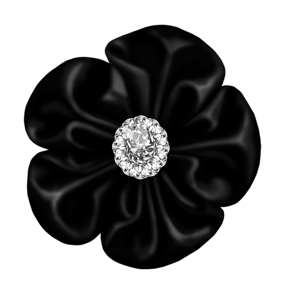 This png image - Black Flower Bow with Diamond, is available for free download