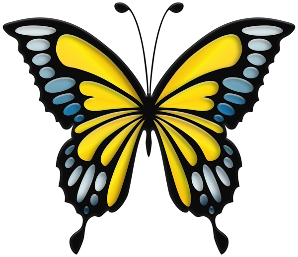 This png image - Blue Yellow Butterfly PNG Clip Art Image, is available for free download