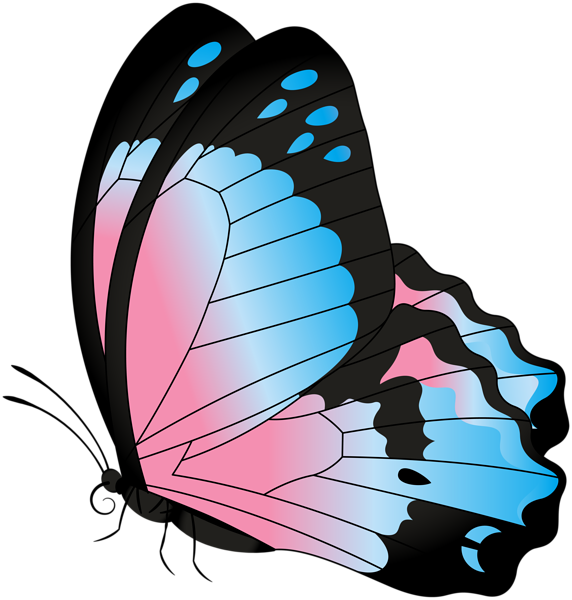 Butterfly Blue Pink Transparent Clip Art Image | Gallery Yopriceville ...