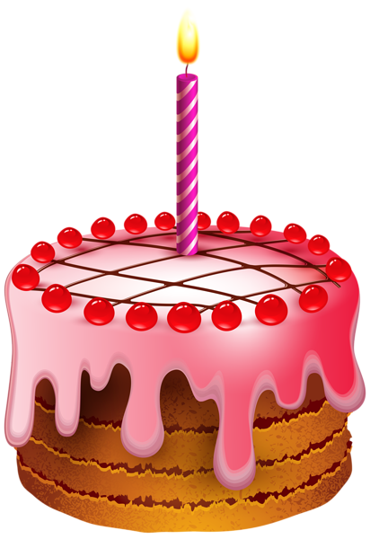 This png image - Birthday Cake with Candle Transparent Clip Art Image, is available for free download
