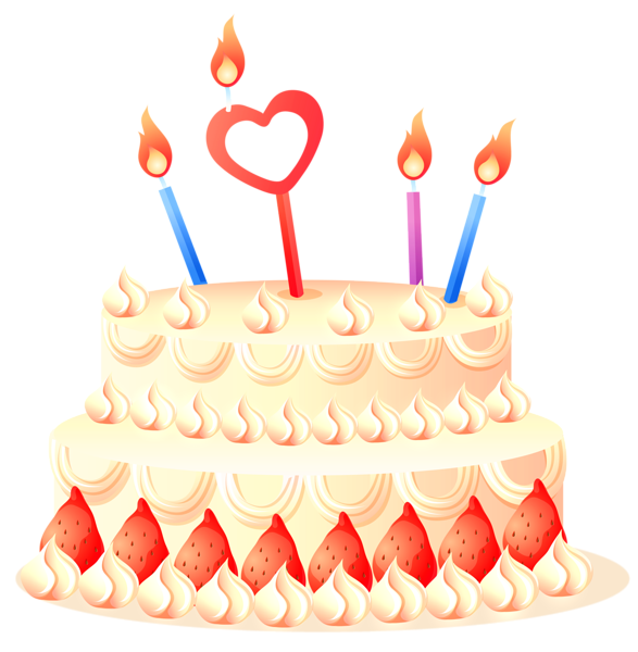 This png image - Cake with Strawberries and Candles PNG Clipart, is available for free download