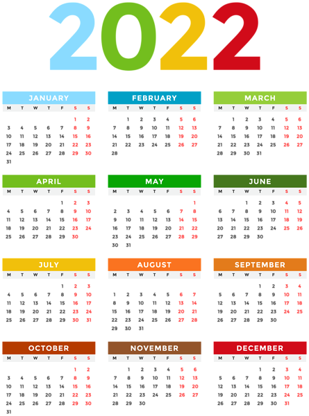This png image - 2022 Calendar EU Colorful Transparent Image, is available for free download