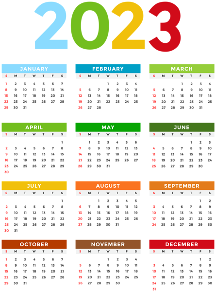This png image - 2023 Calendar Colorful Transparent Image, is available for free download