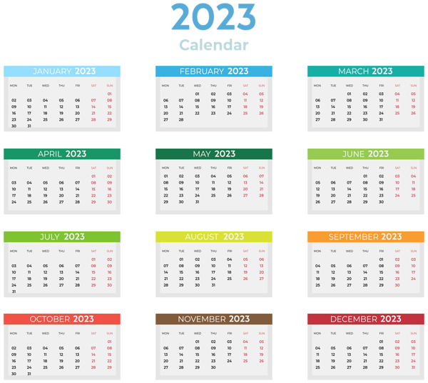 This png image - 2023 Calendar with Colors Clipart, is available for free download