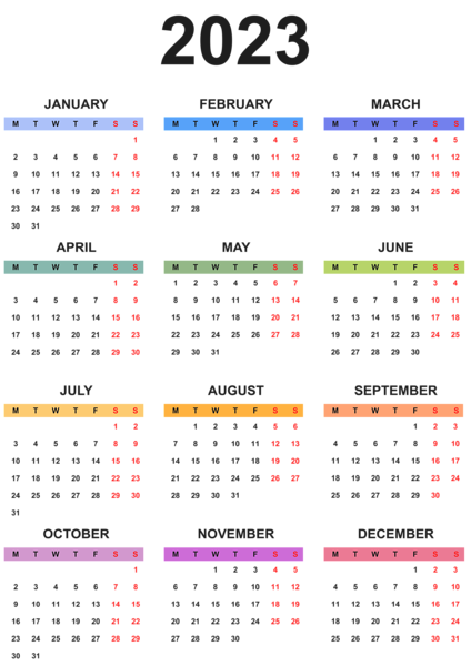 This png image - 2023 EU Colorful Calendar Transparent Clipart, is available for free download