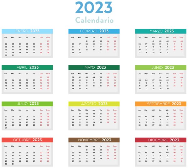 This png image - 2023 Spanish Calendar with Colors PNG Clipart, is available for free download