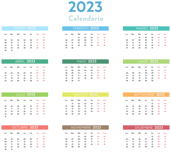 This png image - 2023 Spanish Colors Calendar Transparent Clipart, is available for free download