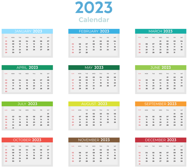 This png image - 2023 US Colors Calendar Clipart, is available for free download