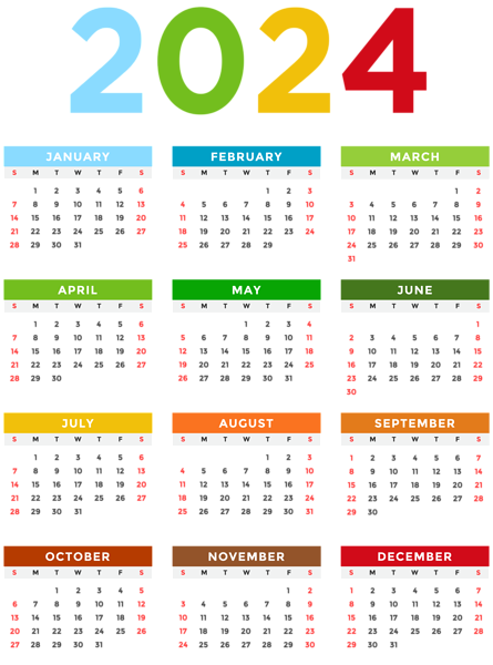 This png image - 2024 Calendar Colorful Transparent Image, is available for free download