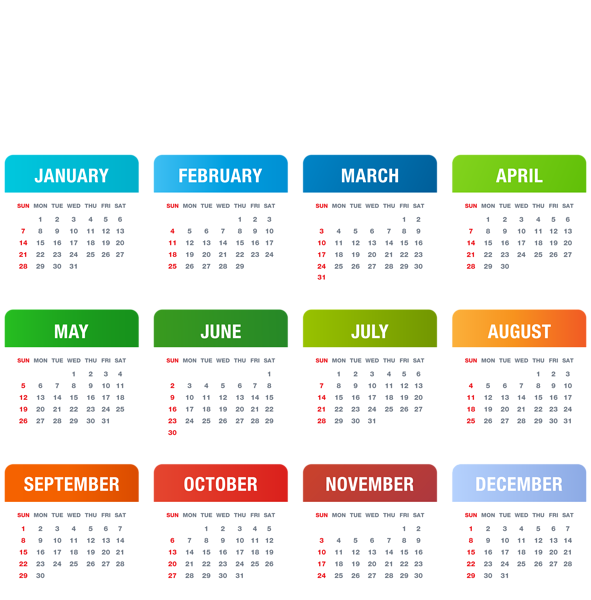 This png image - 2024 Calendar Colorful Transparent PNG Image, is available for free download
