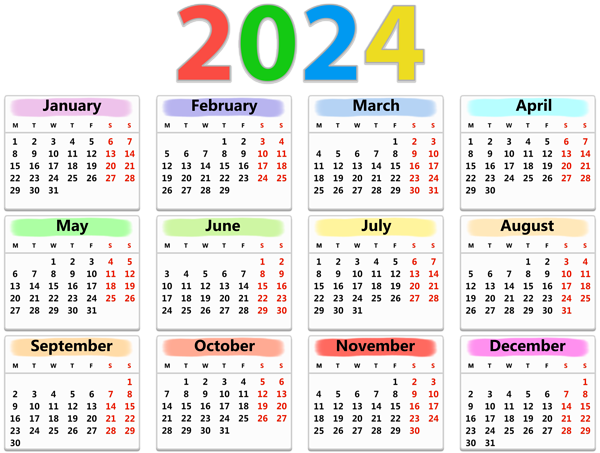 2024 Calendar Large PNG Clipart | Gallery Yopriceville - High-Quality ...