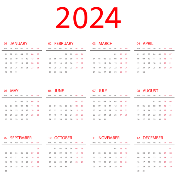 This png image - 2024 Calendar PNG Transparent Clipart, is available for free download
