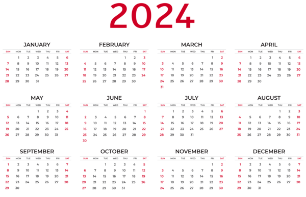 2024 Calendar Transparent Clipart | Gallery Yopriceville - High-Quality ...