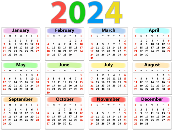This png image - 2024 Calendar US Large PNG Clipart, is available for free download